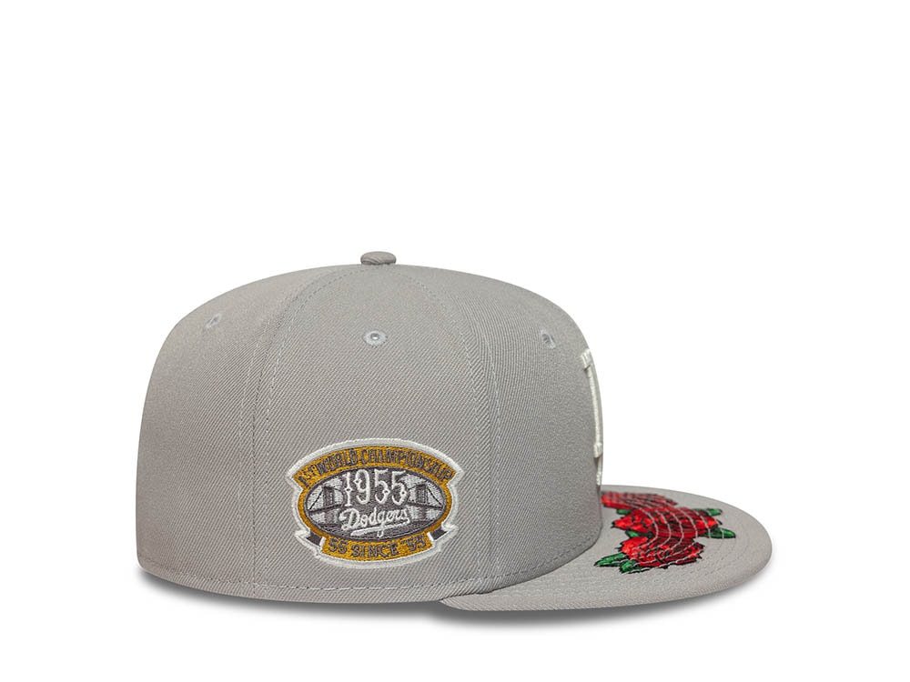New Era Los Angeles Dodgers World Championship 1955 Floral Gray Prime Edition 59Fifty Fitted Gorra