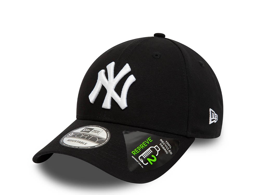 New Era New York Yankees Repreve League Essential Black White 9Forty Strapback Gorra