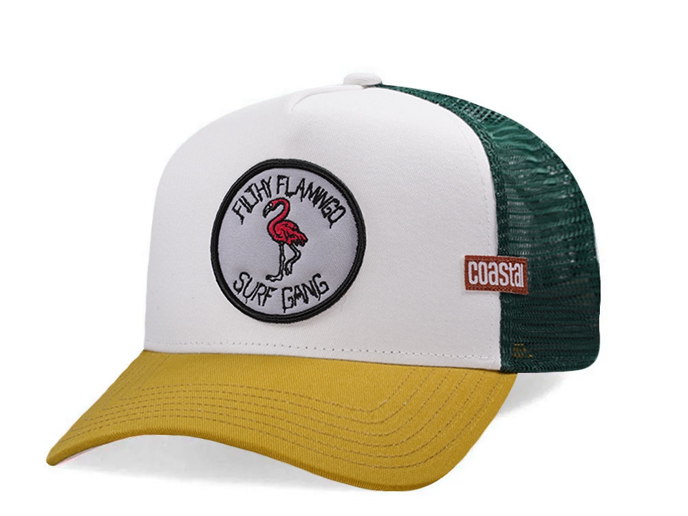 Djinns HFT Filthy Flamingo Surf Gang White Coastal Edition Trucker Snapback Gorra