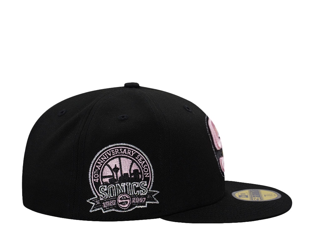 New Era Seattle Supersonics 40th Anniversary Pink Black Prime Edition 59Fifty Fitted Gorra