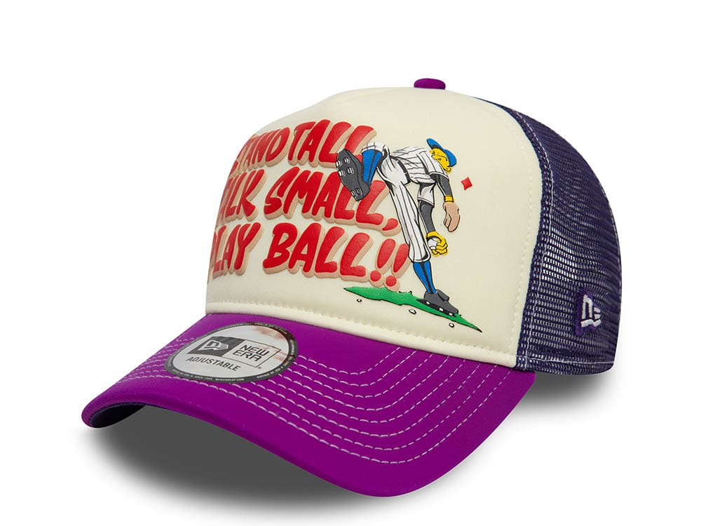 New Era Stand Tall Talk Small Play Ball Graphic White 9Forty A Frame Trucker Snapback Gorra
