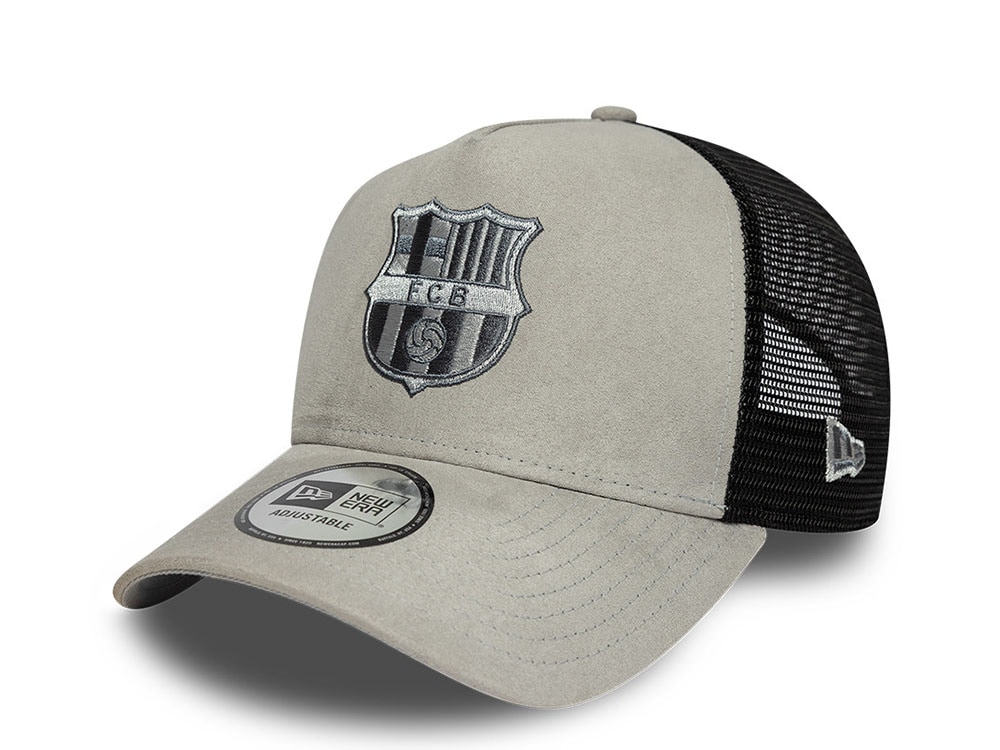 New Era Barcelona Fc Faux Suede Gray Edition 9Forty A Frame Trucker Snapback Gorra