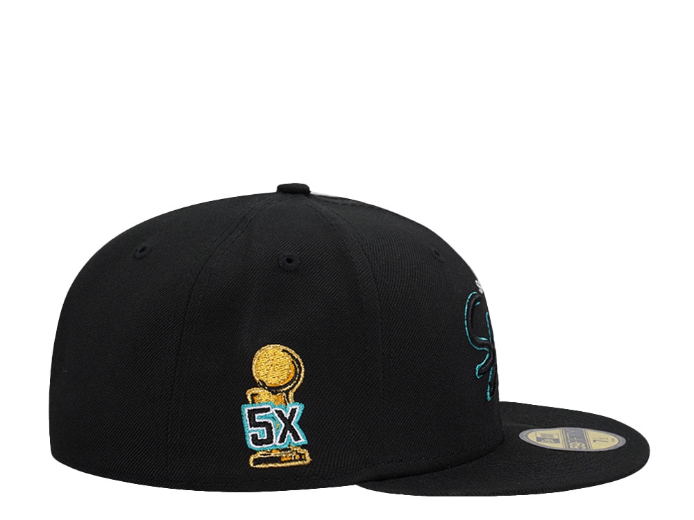 New Era San Antonio Spurs Black Script Champions Edition 59Fifty Fitted Gorra