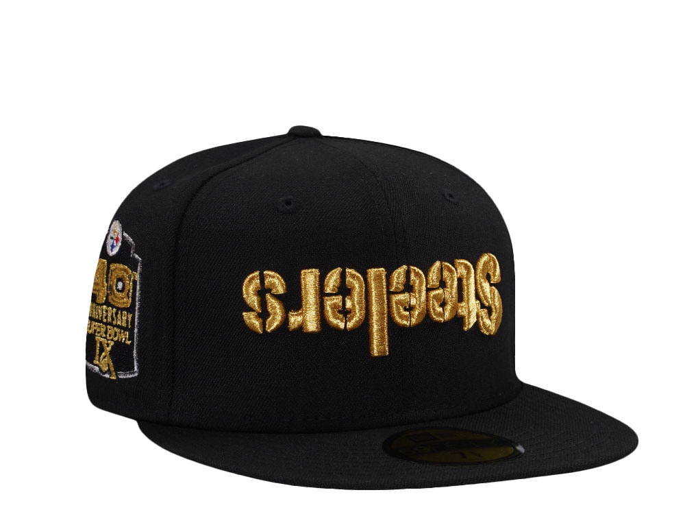 New Era Pittsburgh Steelers 40th Anniversary Metallic Black Prime Edition 59Fifty Fitted Gorra