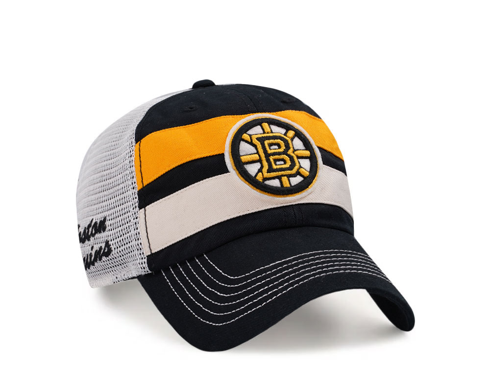 47Brand Boston Bruins Black Clubhouse Boon Trucker Clean Up Snapback Gorra