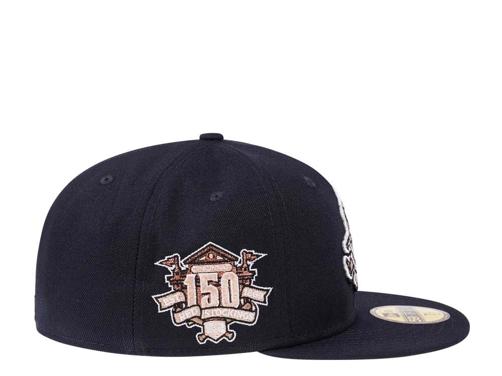New Era Cincinnati Reds 150th Anniversary Navy Peach Edition 59Fifty Fitted Gorra