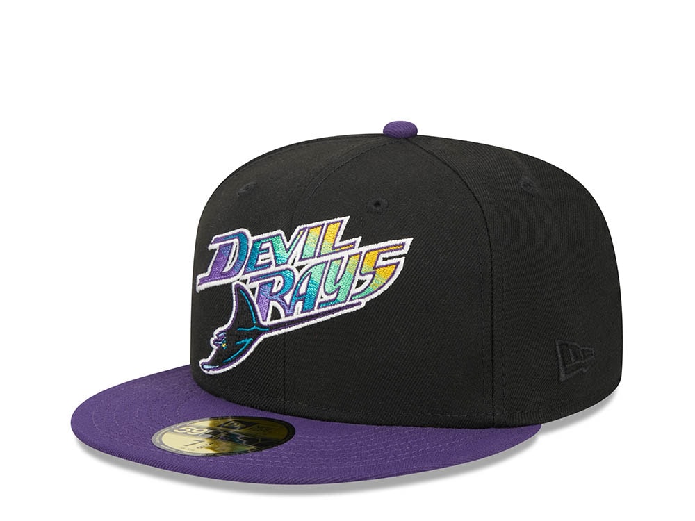 New Era Tampa Bay Rays Black Retro Script Throwback Edition 59Fifty Fitted Gorra