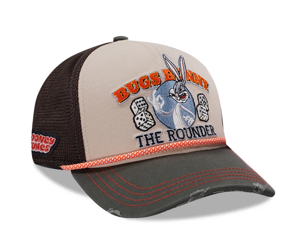 Capslab Looney Tunes Bugs Bunny Distressed Brown Trucker Snapback Gorra