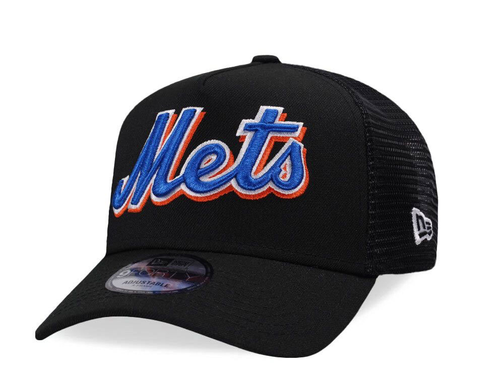 New Era New York Mets Black Classic Edition 9Forty A Frame Trucker Snapback Gorra