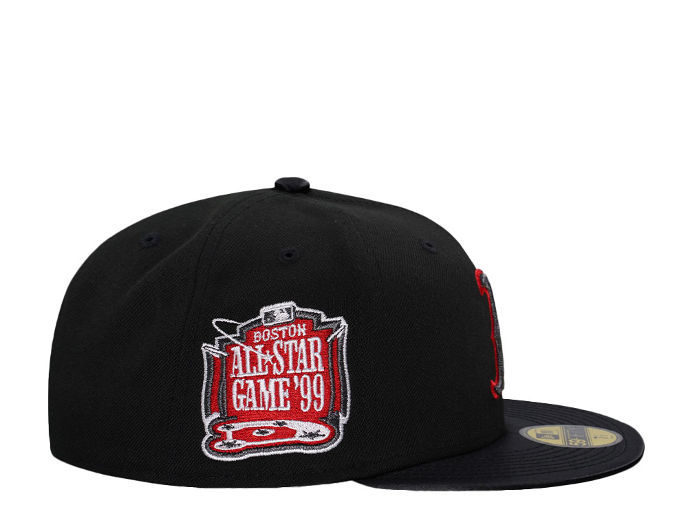 New Era Boston Red Sox All Star Game 1999 Shiny Black And Red Satin Brim Edition 59Fifty Fitted Gorra