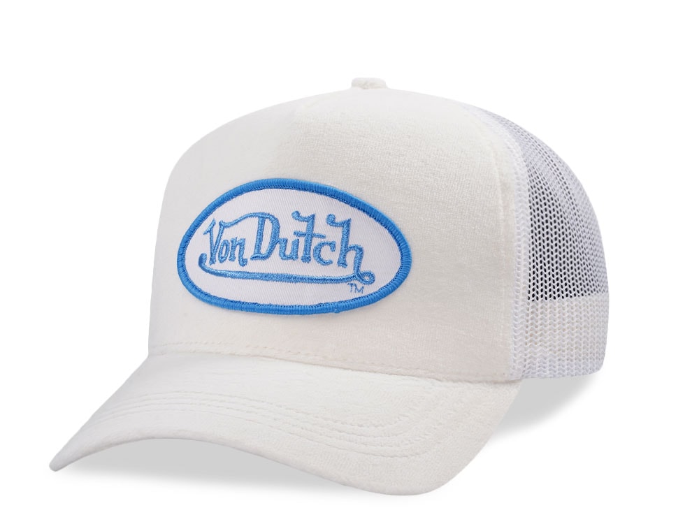 Von Dutch Oval Patch White Velour Edition Trucker Snapback Gorra