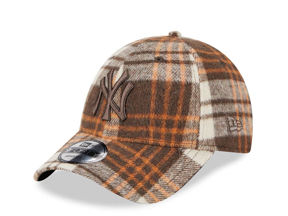 New Era New York Yankees Checkered Brown 9Forty Strapback Gorra