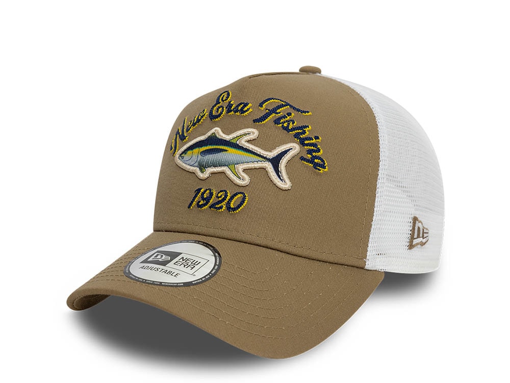 New Era Fishing Khaki Trucker A Frame Snapback Gorra