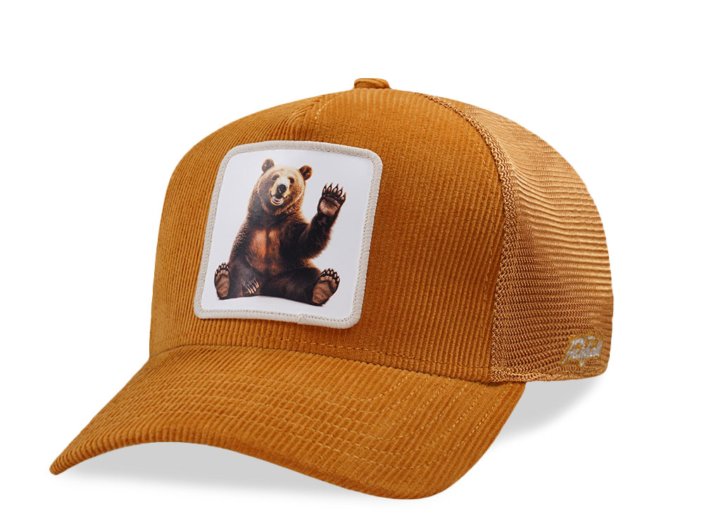 Hatfield Bear Honey Hunter Brown Corduroy Trucker Snapback Gorra