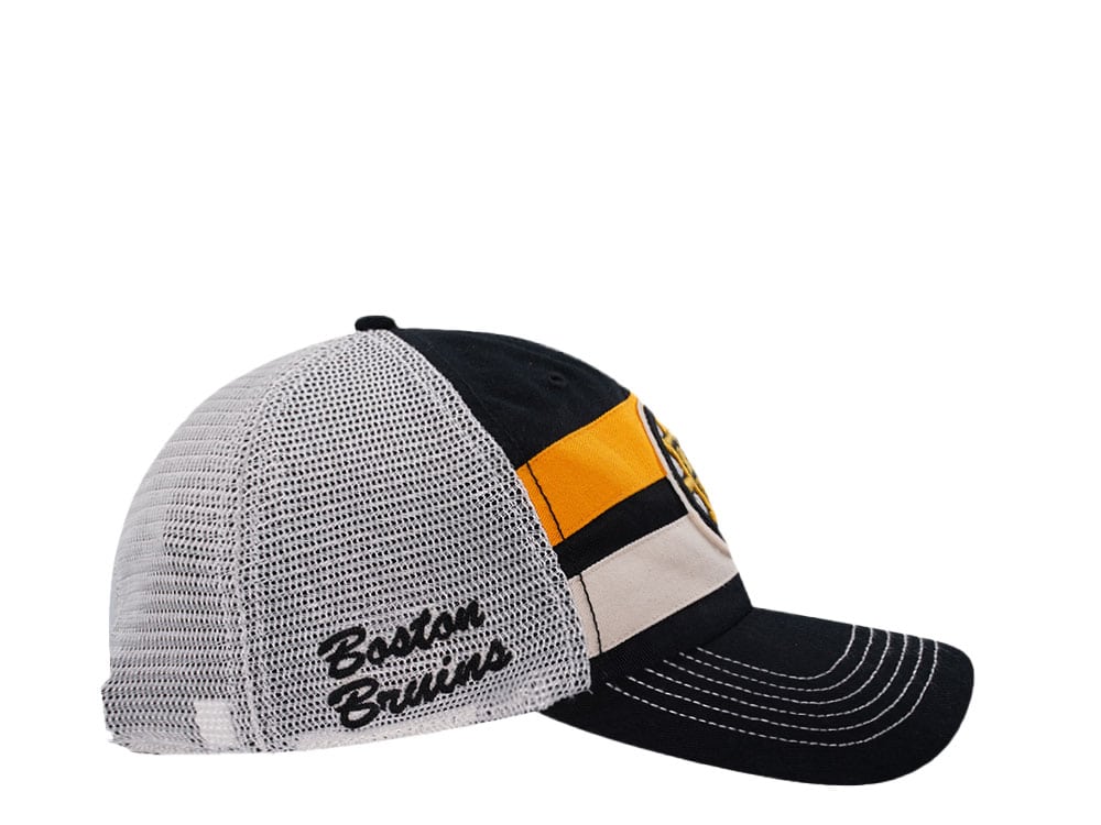 47Brand Boston Bruins Black Clubhouse Boon Trucker Clean Up Snapback Gorra
