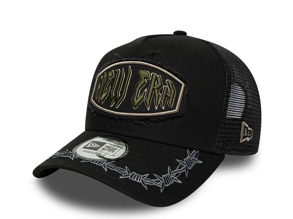 New Era Patch Distressed Black Prime Edition 9Forty A Frame Trucker Snapback Gorra