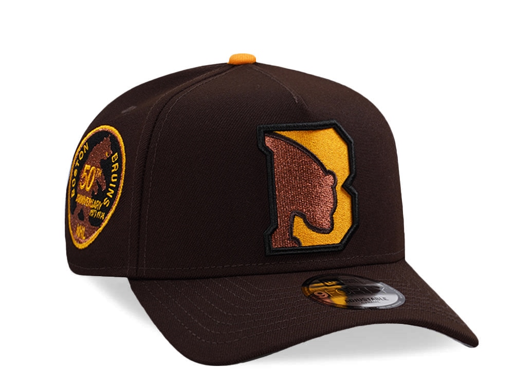 New Era Boston Bruins 50th Anniversary Burnt Wood Prime Edition 9Forty A Frame Snapback Gorra