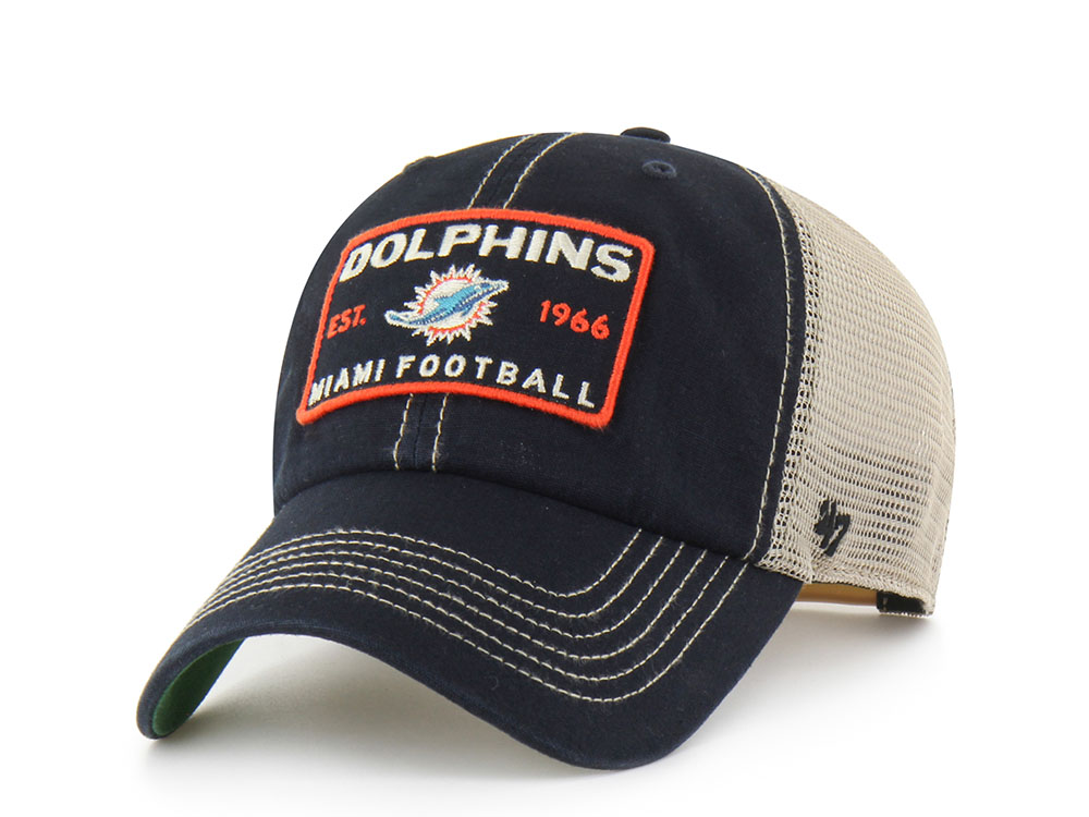 47 Brand Miami Dolphins Washed Black Clean Up Strapback Gorra