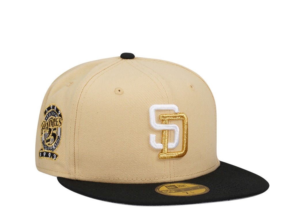 New Era San Diego Padres 25th Anniversary Black Vegas Two Tone Edition 59Fifty Fitted Gorra