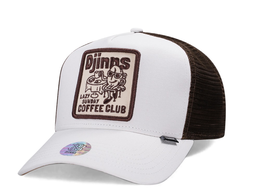 Djinns Lazy Sunday Coffee Club White Trucker Snapback Gorra