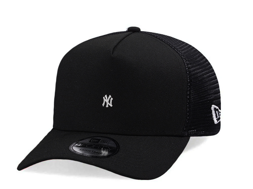 New Era New York Yankees Micro Logo Black Edition 9Forty A Frame Trucker Snapback Gorra