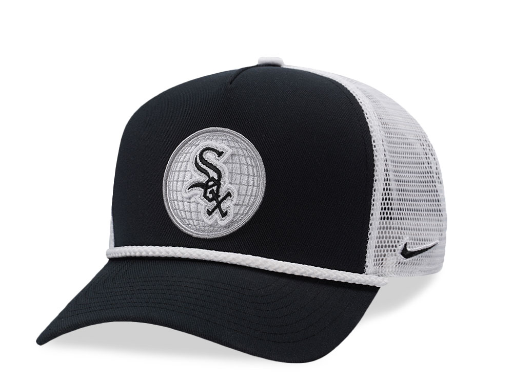 Nike Chigaco White Sox Primetime Dri-Fit Rise Black Edition Trucker Snapback Gorra