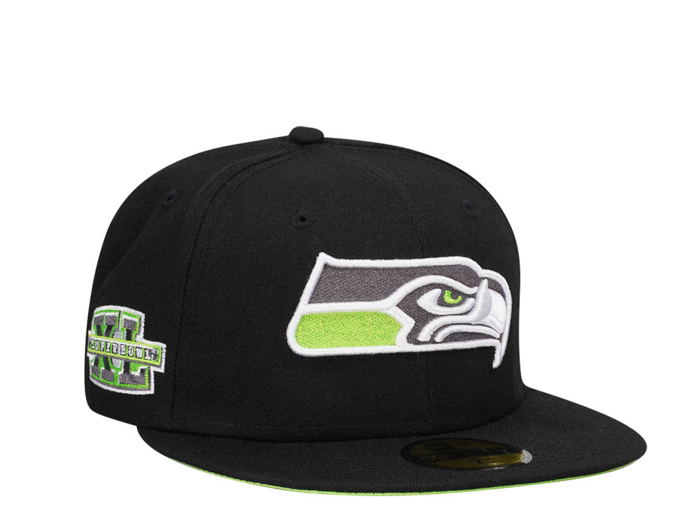 New Era Seattle Seahawks Super Bowl XL Black Neon Edition 59Fifty Fitted Gorra