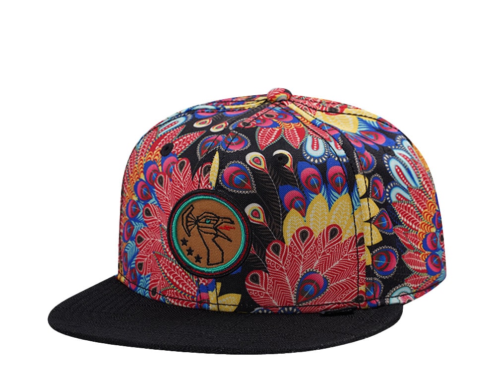 Djinns 6 Panel Peacock Linen Multicolor Snapback Gorra