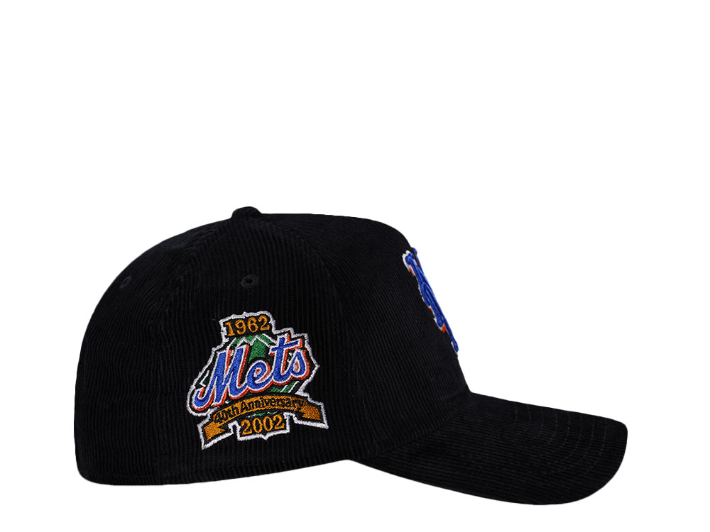 New Era New York Mets 40th Anniversary Black Throwback Corduroy Edition 9Forty A Frame Snapback Gorra