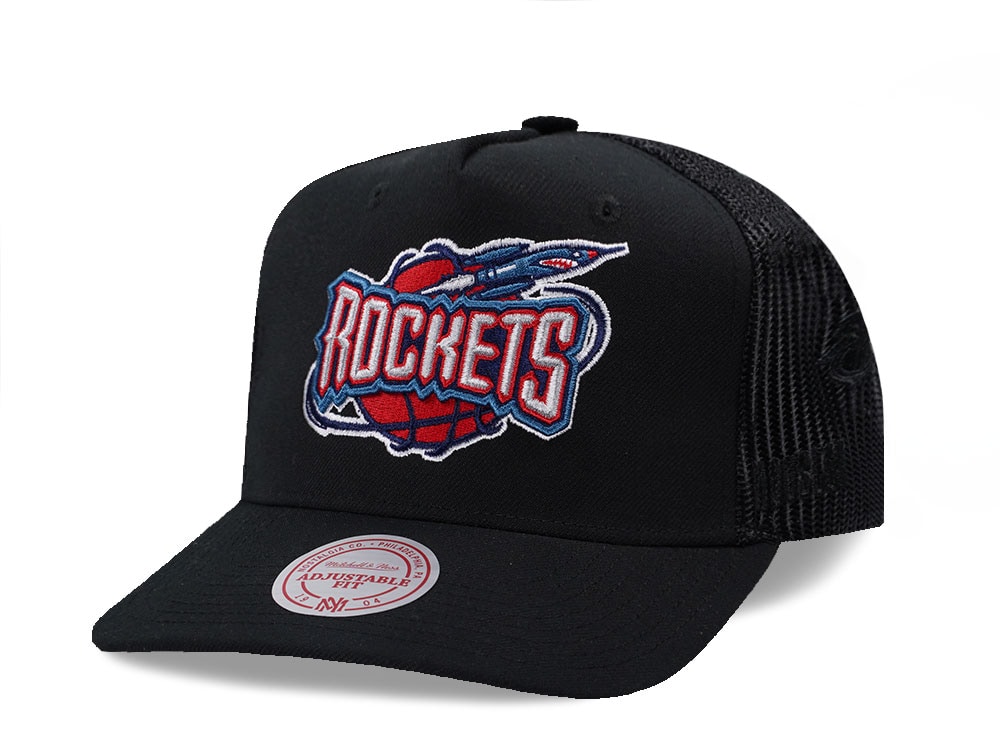 Mitchell & Ness Houston Rockets Black Monogram Trucker Edition Snapback Gorra