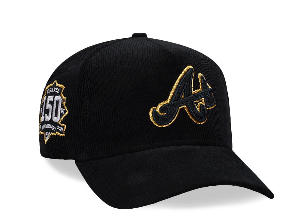 New Era Atlanta Braves 150th Anniversary Black Corduroy Edition 9Forty A Frame Snapback Gorra