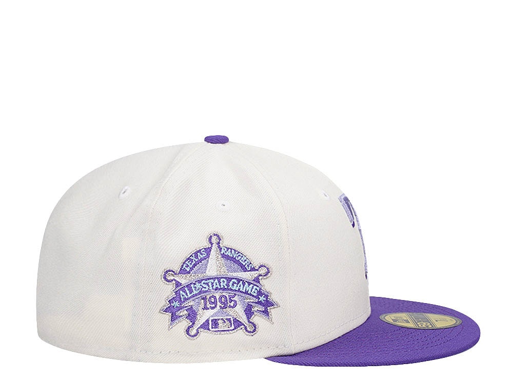 New Era Texas Rangers All Star Game 1995 Cream Purple Two Tone Edition 59Fifty Fitted Gorra