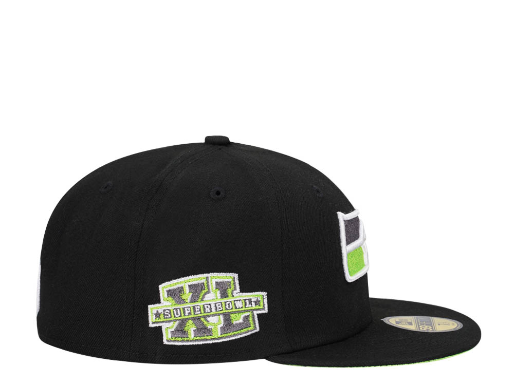 New Era Seattle Seahawks Super Bowl XL Black Neon Edition 59Fifty Fitted Gorra
