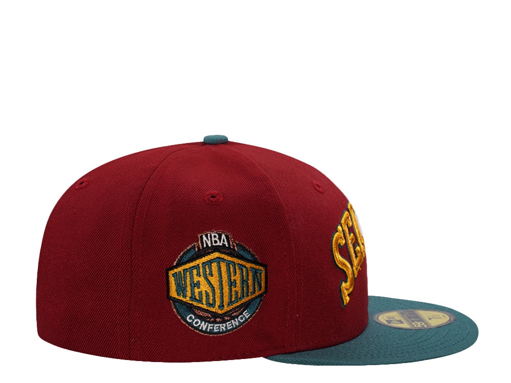 New Era Seattle Supersonics Maroon Two Tone Edition 59Fifty Fitted Gorra