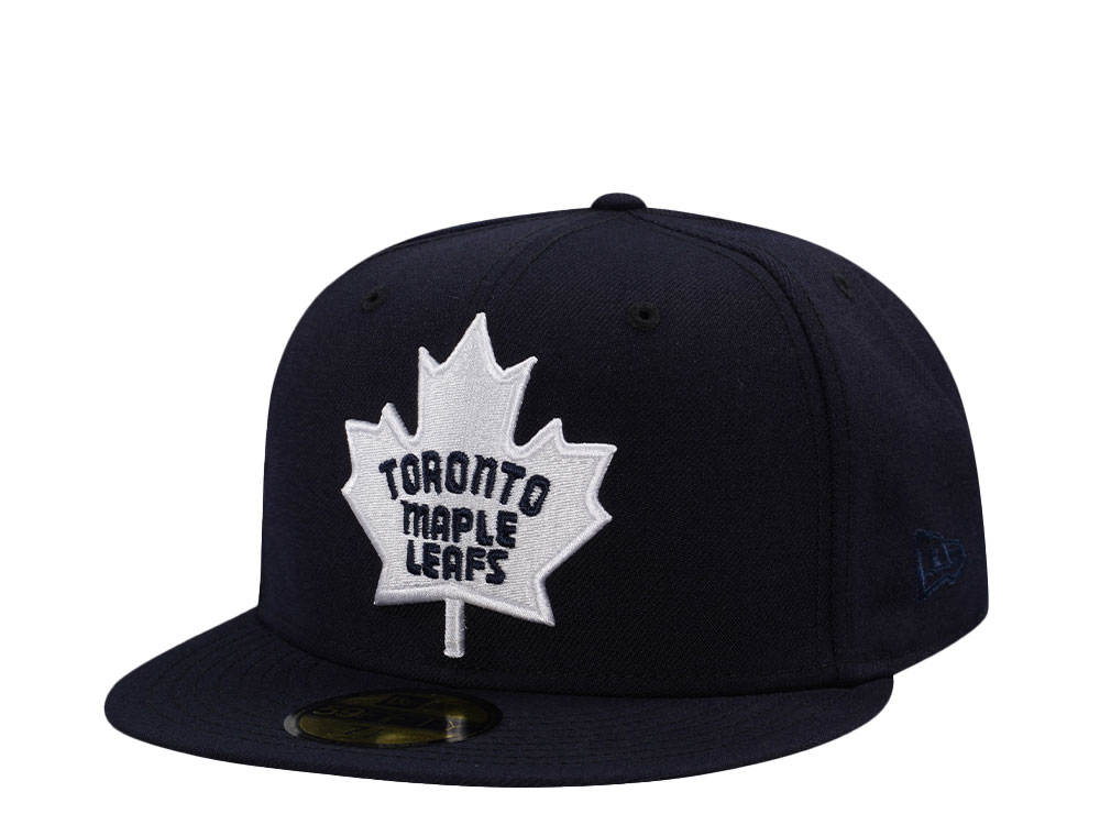 New Era Toronto Maple Leafs Navy Throwback Wool Edition 59Fifty Fitted Gorra