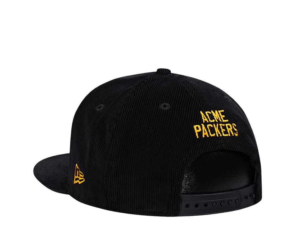 New Era Green Bay Packers Black Corduroy Edition 9Fifty Snapback Gorra