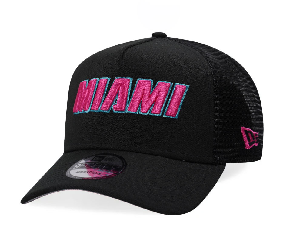 New Era Miami Heat Black Classic Trucker A Frame Snapback Gorra