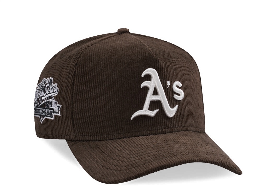 New Era Oakland Athletics World Series 1989 Walnut Corduroy Prime Edition 9Forty A Frame Snapback Gorra