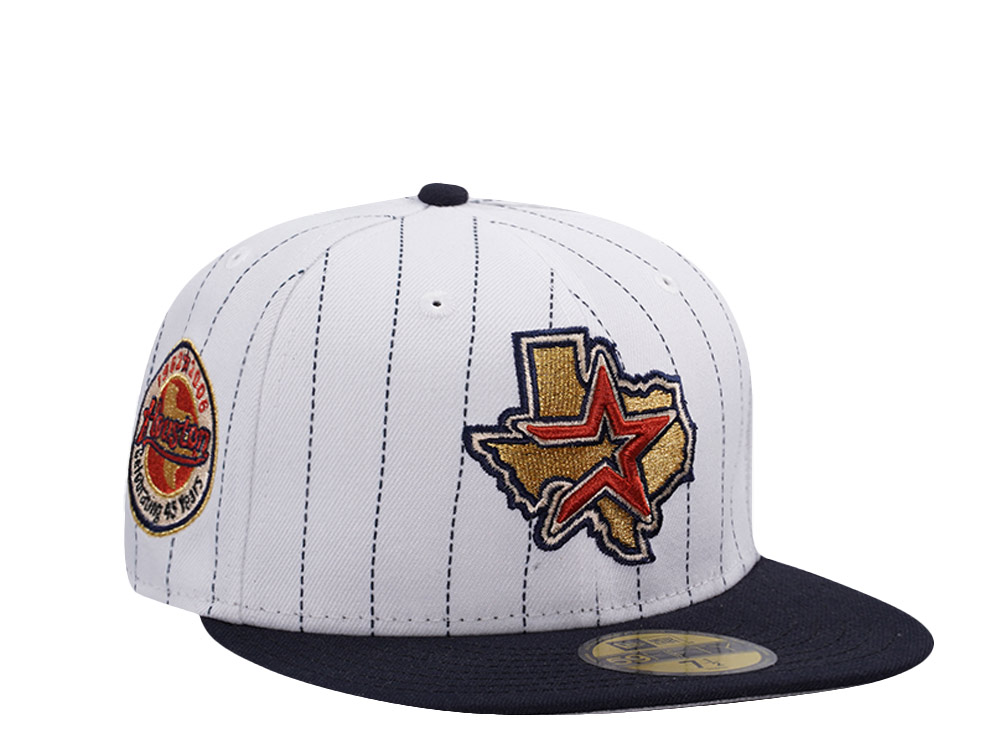New Era Houston Astros 45th Anniversary Pinstripe Chrome Two Tone Edition 59Fifty Fitted Gorra