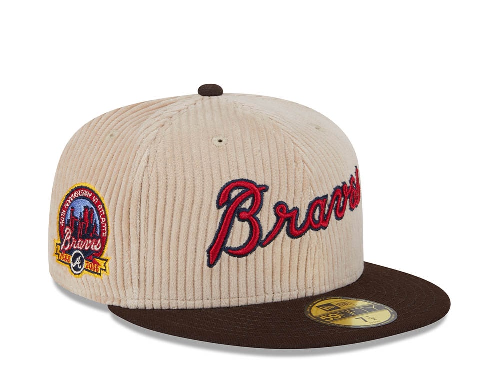 New Era Atlanta Braves 40th Anniversary Fall Cord Khaki 59Fifty Fitted Gorra