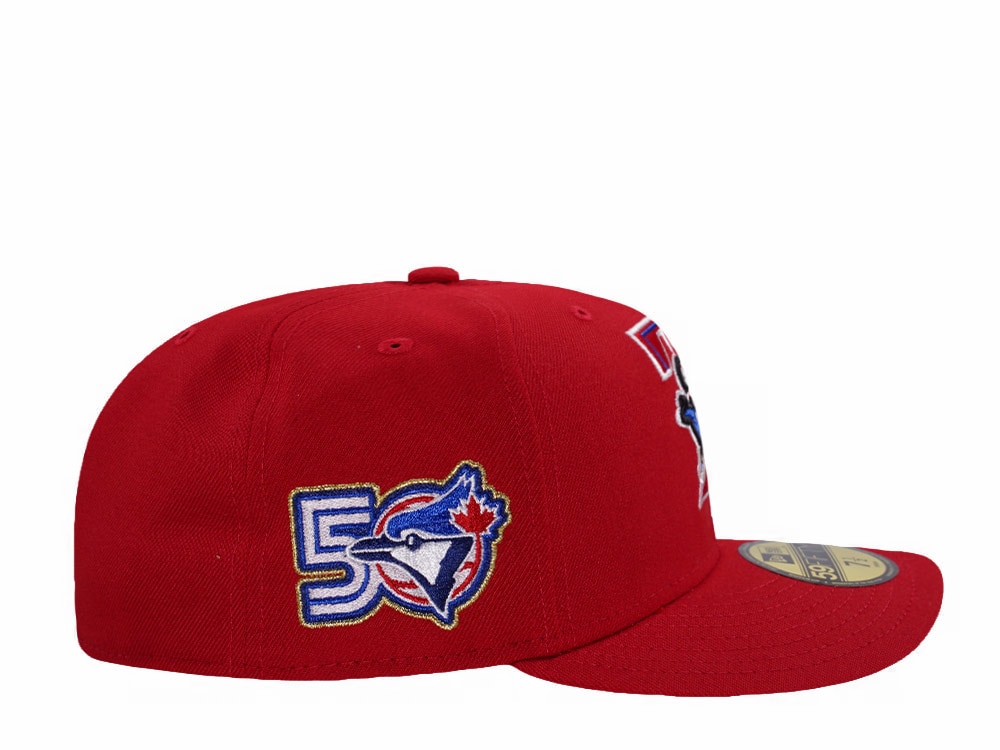 New Era Toronto Blue Jays 50th Anniversary Scarlet Prime Edition 59Fifty Pre Curved Fitted Gorra