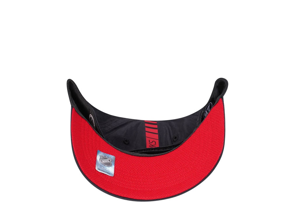 47Brand Chicago Blackhawks Black Back Line Nylon Strapback Gorra