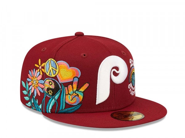 New Era Philadelphia Phillies 2x World Series Champions - Maroon Groovy Edition 59Fifty Fitted Cap